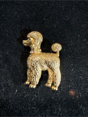 Erwin Pearl Gold tone Poodle Dog Brooch Pin - Elegant Pet-Themed Accessory